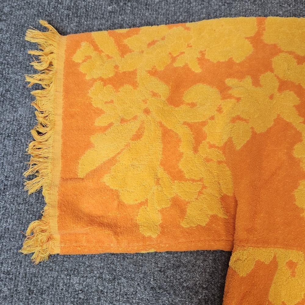 Vintage Terry Towel Handmade Cover Up Top MCM Cannon Orange Fringe - Picture 5 of 13